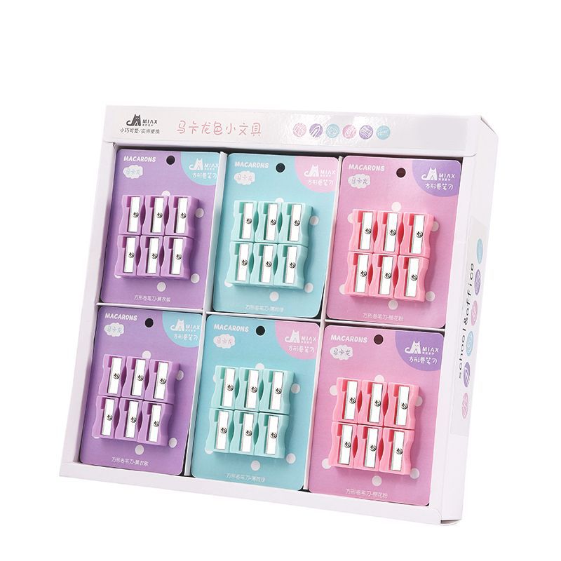 Macaron color bag Mini pencil sharpener manual square single-hole pencil sharpener children's cute student pencil sharpener Item Picture
