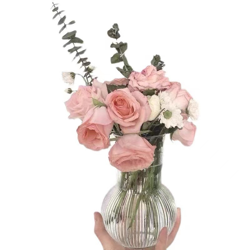 Nordic Style Transparent Vase Table Ins Feng Shui Raise Flowers Glass Vase Living Room Decoration Net Red Decoration Item Picture