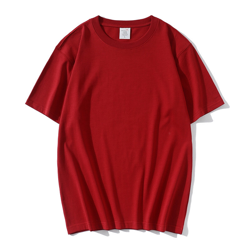 2023 Summer New Men's 180g cotton trendy loose short-sleeved T-shirt Couple's style simple and comfortable base layer Specification image