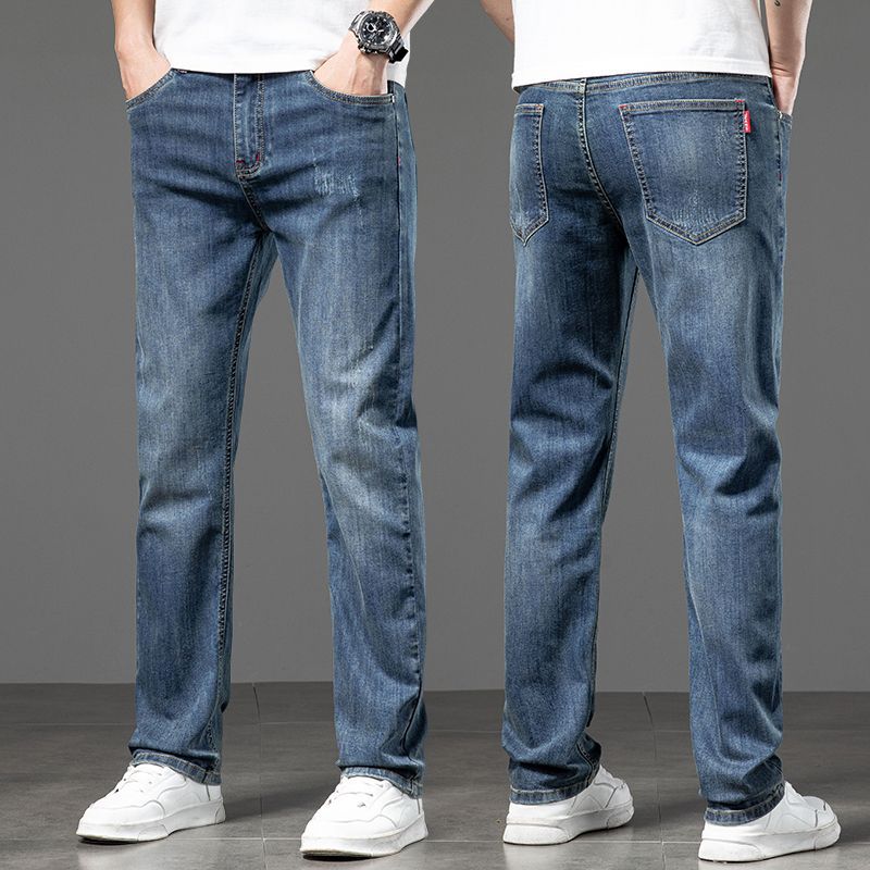 Xintang summer slim jeans for men, slim straight leg stretch, versatile and trendy 2025 new casual men's pants details Picture
