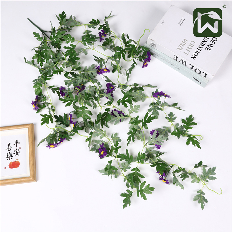 仿真植物叶绿植藤条绿藤蔓壁挂塑料假花挂婚庆室内装饰太阳花
