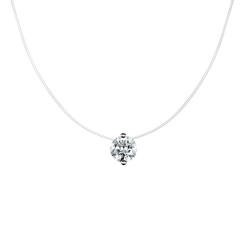 S925 sterling silver Mermaid's Tear Necklace, transparent fishing line zircon pendant, a fresh and transparent collarbone chain for girls Item Picture