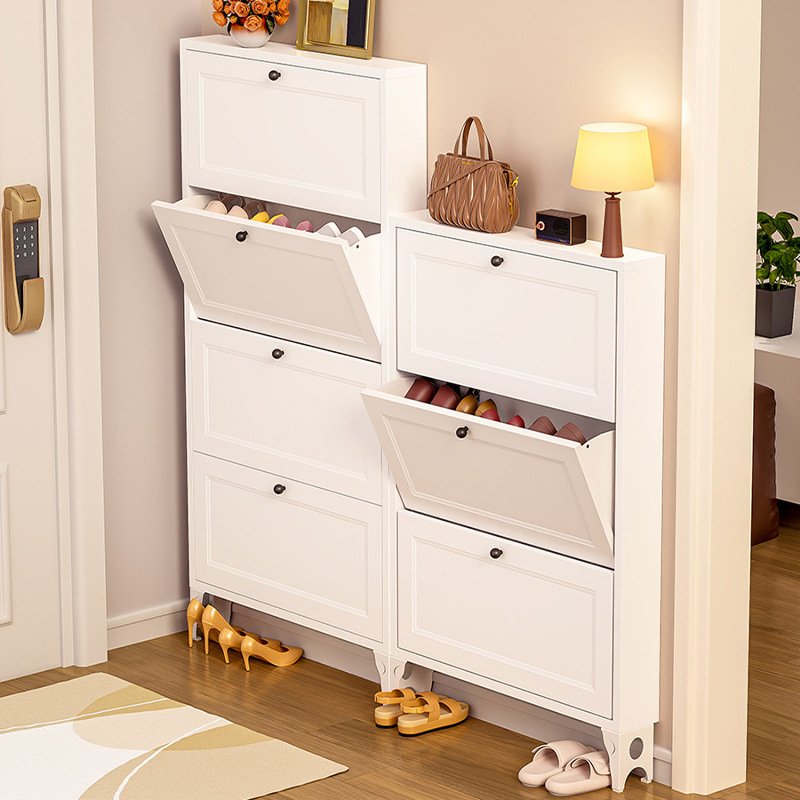 The new flip-top shoe cabinet is ultra-thin, with a modern and simple household invisible storage and dust-proof shoe rack along the corridor at the entrance