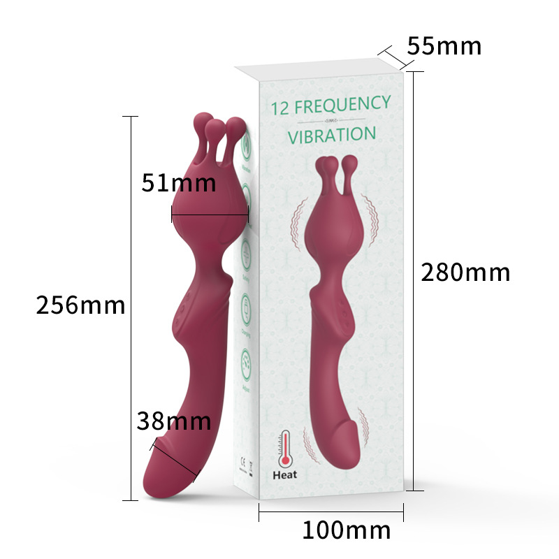 Adult products liquid silicone double head vibrating AV stick female masturbation sex toy heating stick massager Item Picture