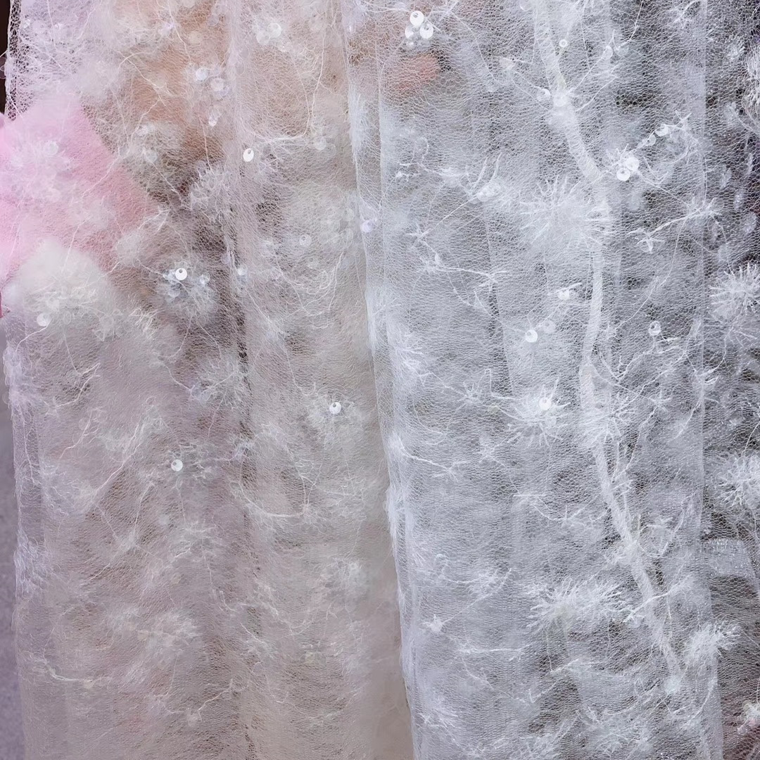 Hongli Technology HLJC-6632 5mm Full mesh lace embroidered sequined fabric women's dress, grape flower sequined embroidery fabric supports sample cutting, direct supply in stock, and customization based on samples details Picture