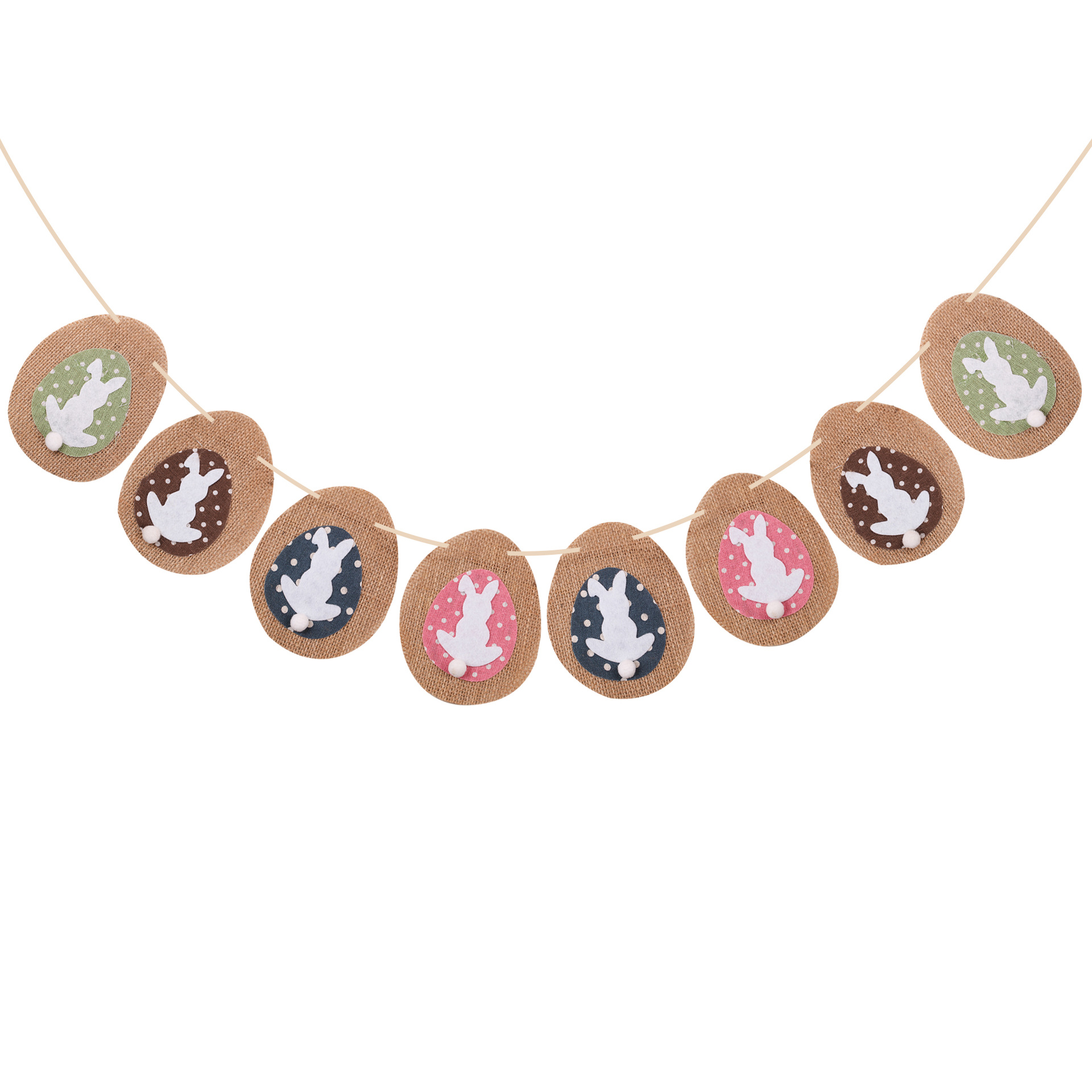 Wholesale of cross-border Easter party decorative banners, banners, colorful rabbits, ellipses, linen banners and decals Specification image