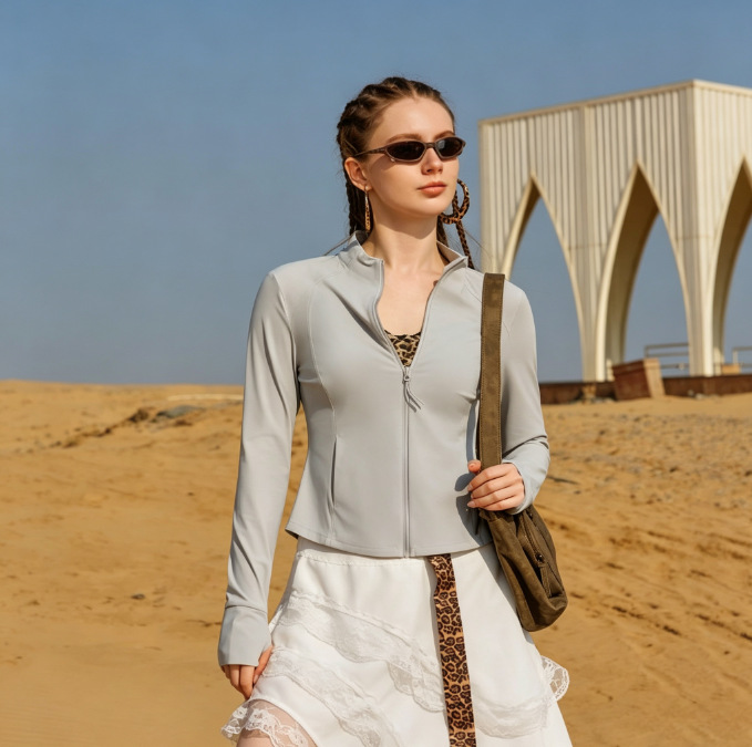 Jiemi Sunshade and sun protection Clothing for women's summer, thin raw yarn ice silk, cool and UV-resistant, slimming cardigan jacket top details Picture