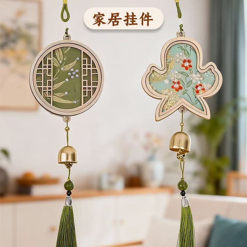 仿宋锦珍珠风铃手工DIY材料包织锦铃铛挂饰团建学生校园手工礼物详情6