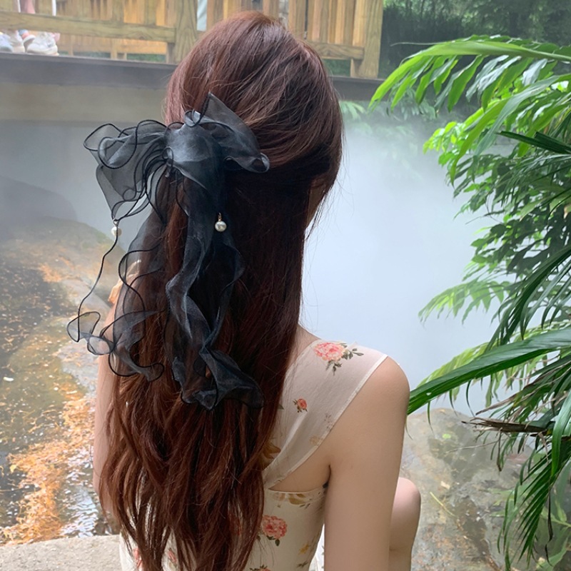 Korean Version Of The New 2023 Long Bow Streamer Hairpin Son Summer Girl Back Head Application Scenario