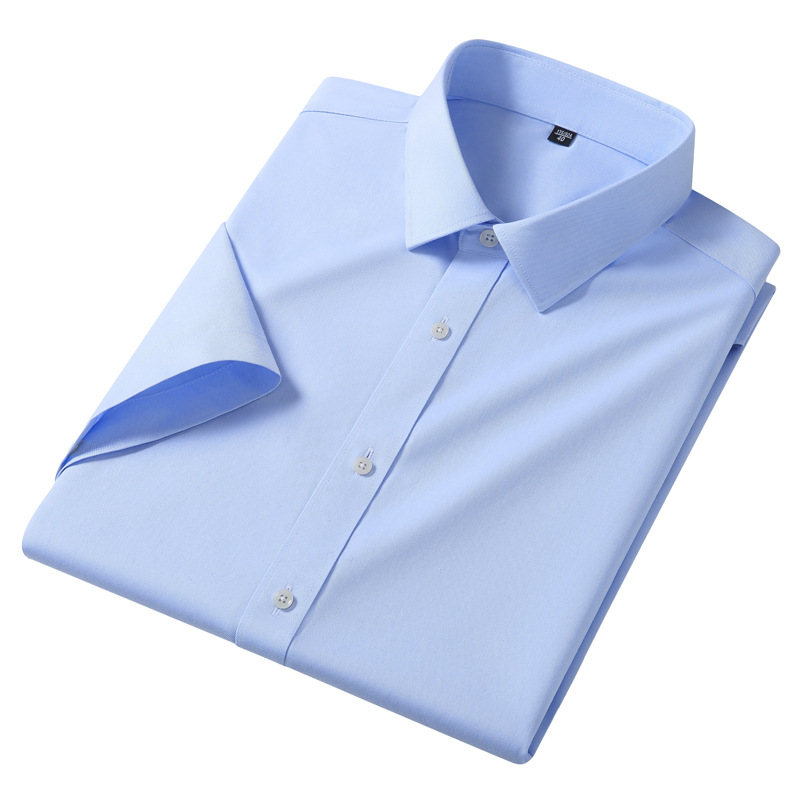 Summer high-end men's white shirt, short-sleeved pure cotton business men's wear, 80-count double-ply all-cotton ready-to-wear, no-iron shirt for men Item Picture