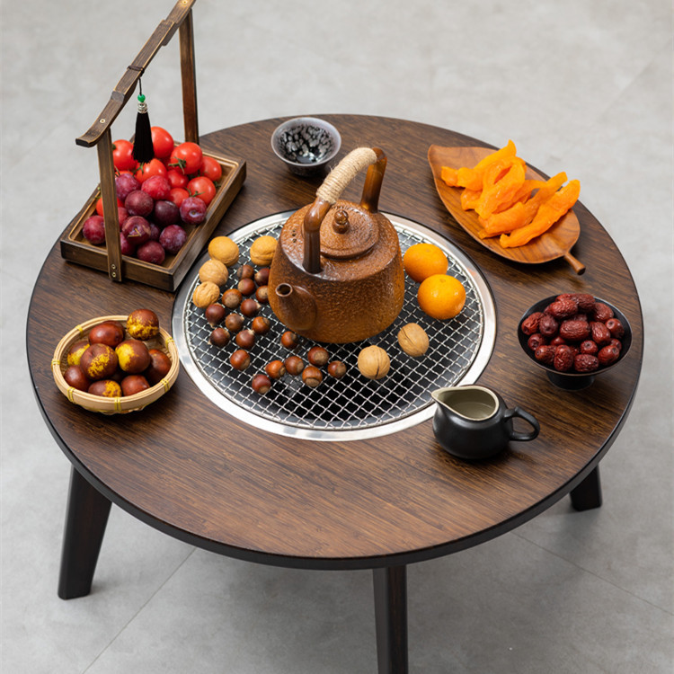 折叠围炉煮茶桌子烤火炉炭火炉家用庭院套装碳火煮茶炉户外烧烤桌