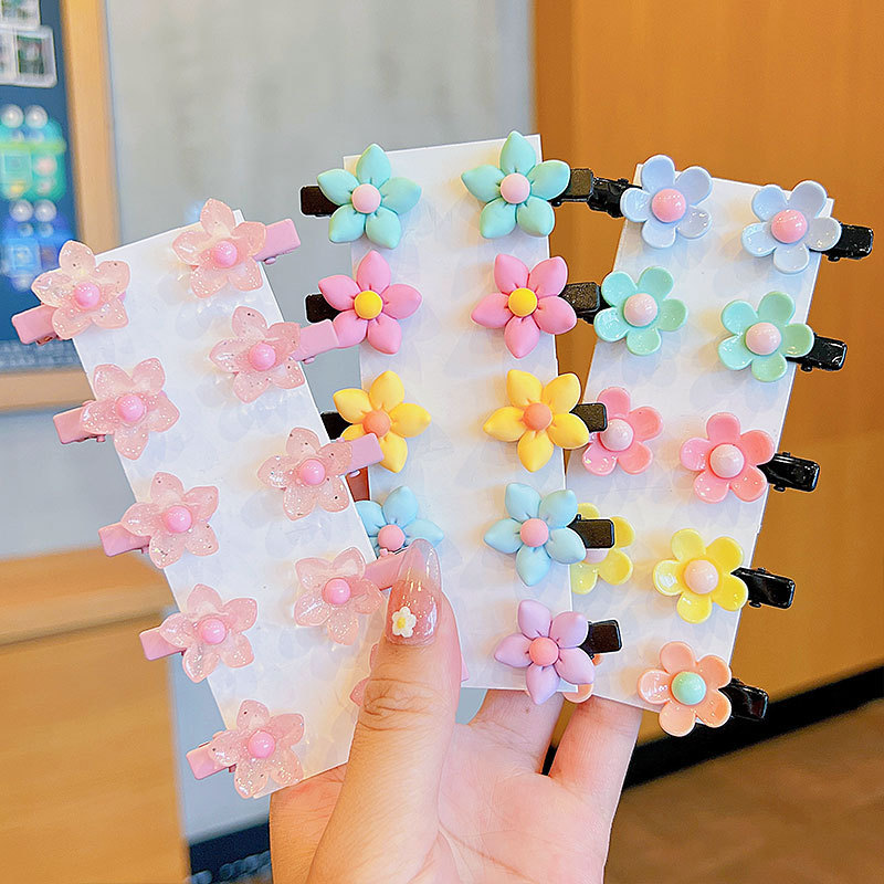 Children's Flower Hair Braid Hairpin Korea Baby Cute Broken Hairpin Little Girl Mini 10 Set Internet Celebrity Headwear