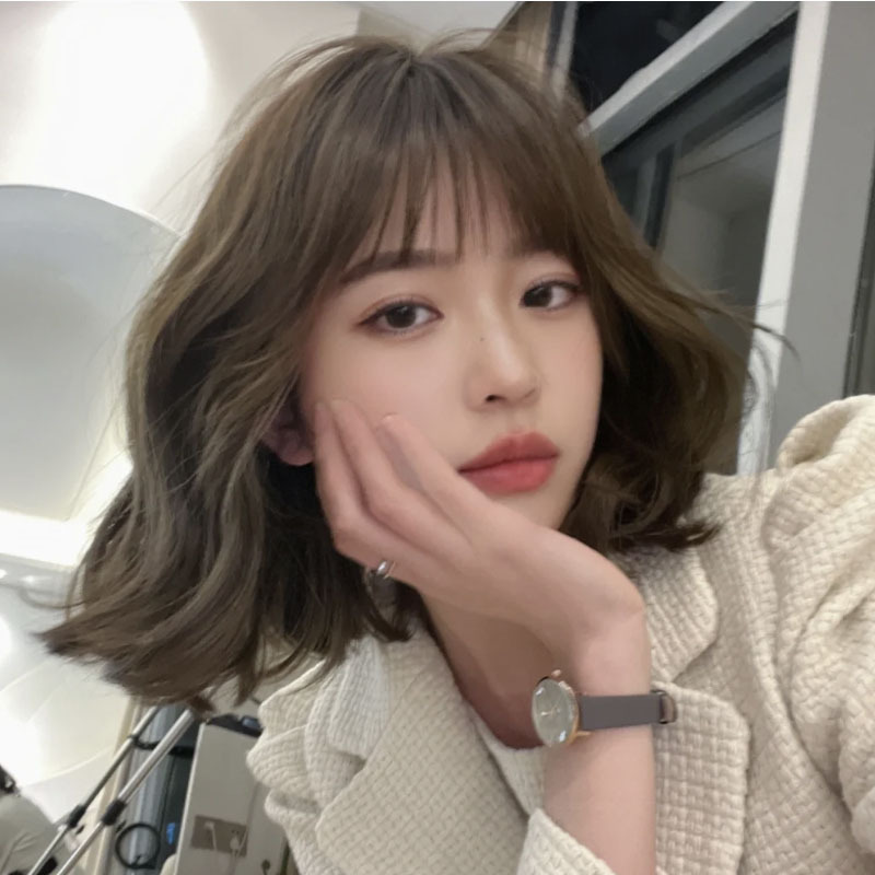 A wig, woolen curls, short hair, female Internet celebrity lolita, bangs, full real hair, Bob hairstyle, short hair full head set