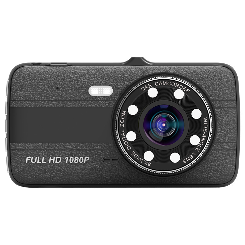 跨境4寸汽车行车记录仪高清夜视车载监控前后双录双镜头倒车影像