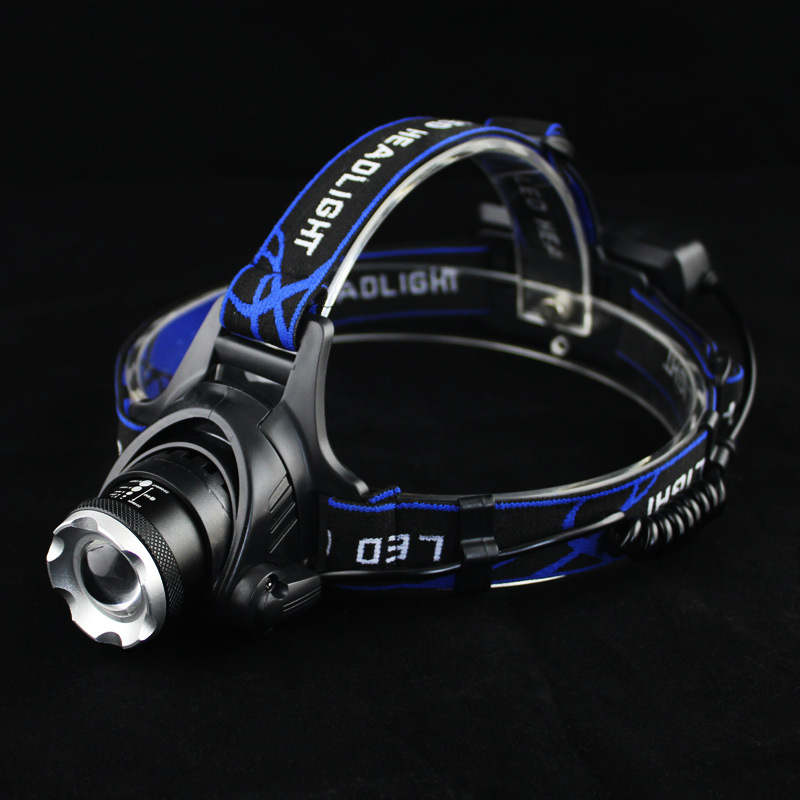 Outdoor headlamp led telescopic zoom USB charging sensor night fishing headlamp T6 strong head wearable flashlight