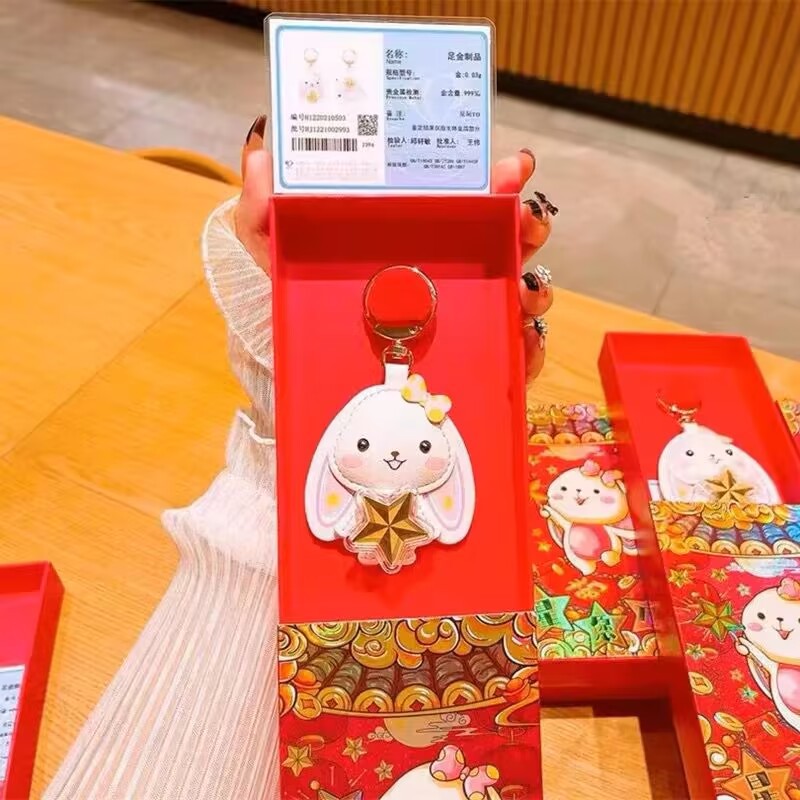 Star Rabbit Key Chain Gold 999 Bag Pendant 2023 Zodiac Cartoon Wish Rabbit Gift Wholesale Application Scenario