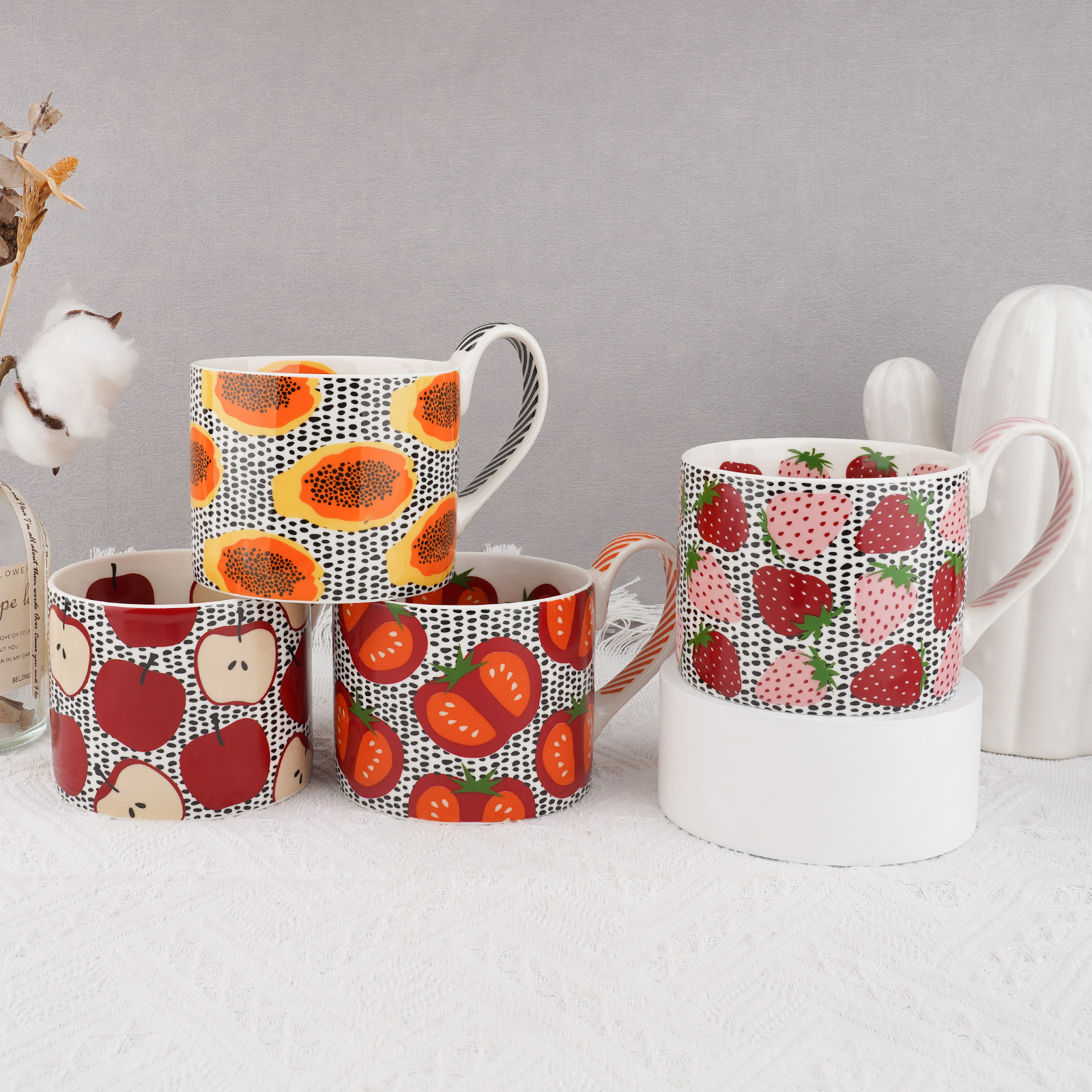 高颜值可爱花朵陶瓷马克杯家用早餐杯大容量水杯办公室杯子咖啡杯