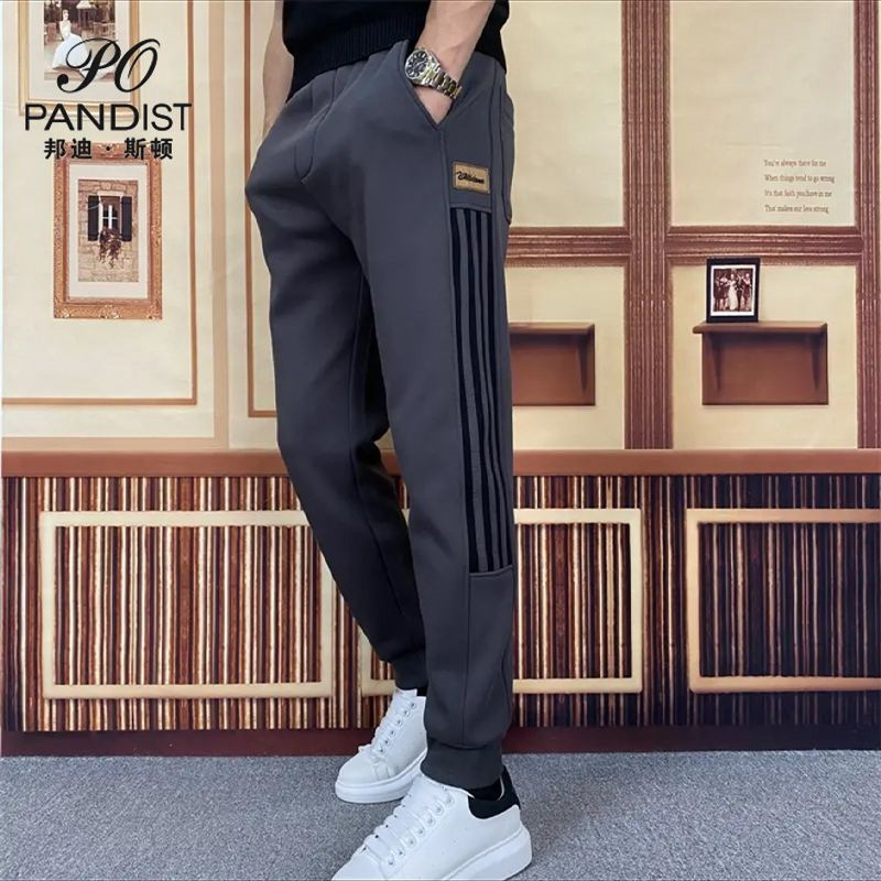 Men's 2024 autumn and winter sweatpants with fleece and thickened cuffs, three-bar casual sweatpants, loose Harem pants, and tight-fitting men's pants Application Scenario