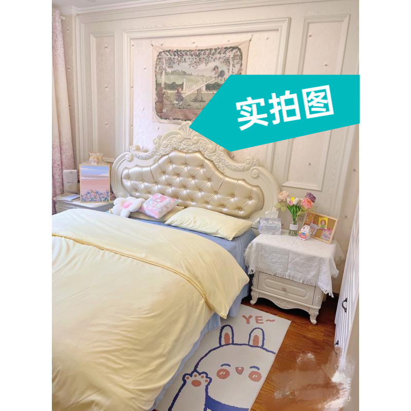 Milk double-color washed cotton four-piece set, texture pure cotton four-piece set, bedding, bed sheet and duvet cover three-piece set