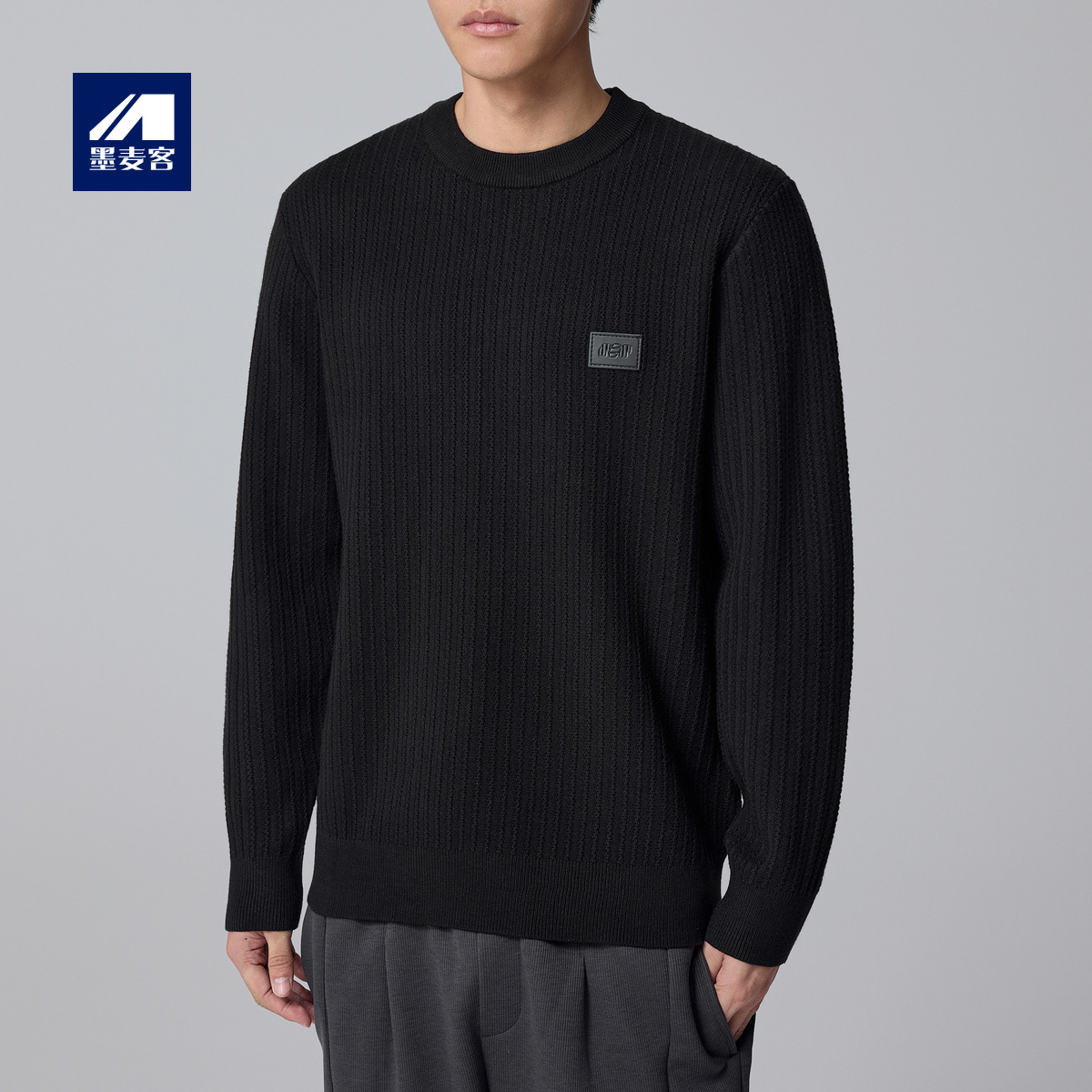 Mermaik ropa de hombre cuero marca decorativa cuello redondo jersey hombre invierno 2024 nuevo suéter hombre 21897