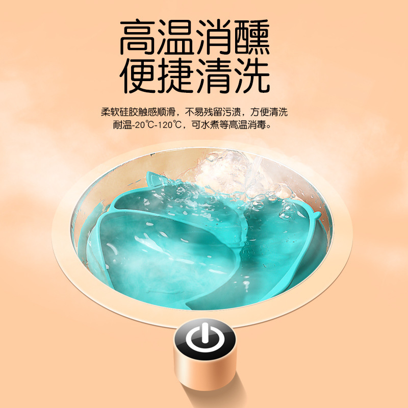 Children's Suction Cup Baby Silica Gel Plate Infant Complementary Food Straw Bowl Eating Anti-Fall One Partition Plate Specification drawing