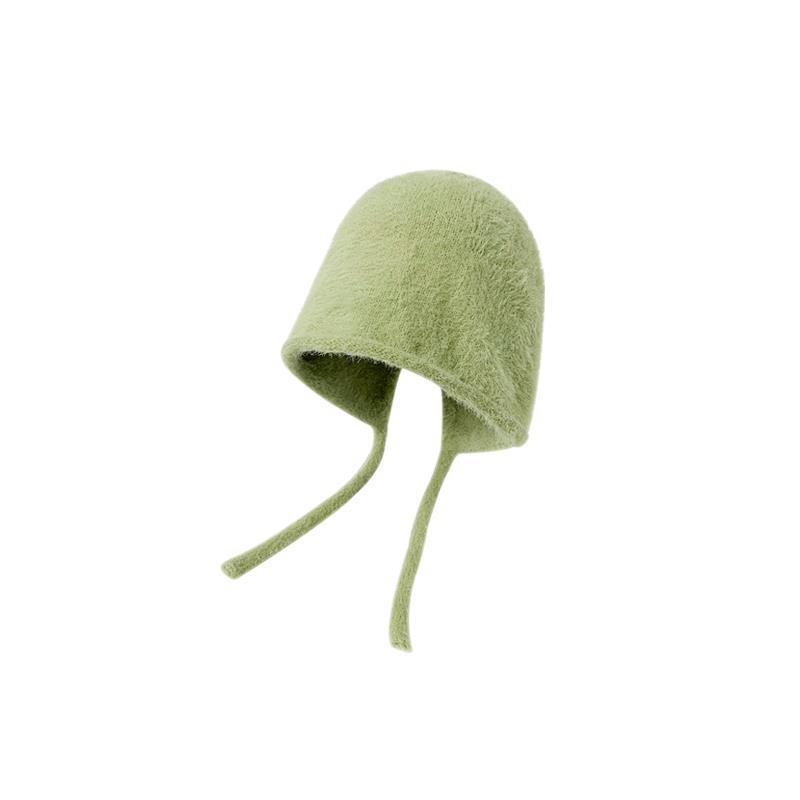 Feel Soft Waxy Waxy/Cute Wool Hat Pile Hat Women's Ear Protection One Hat Tie Fashion Warm Bun Hat Item Picture