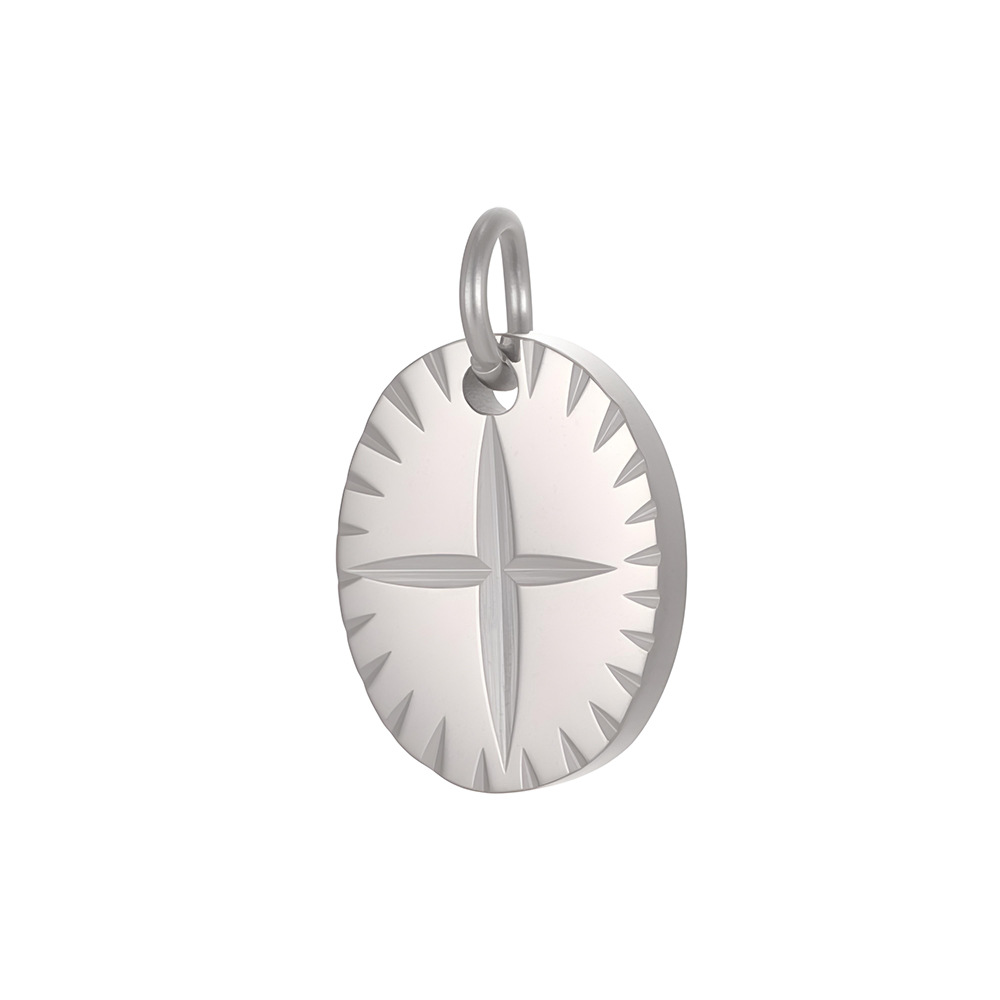 Cross-border best-selling stainless steel pendant texture pattern round plate heart four-leaf clover diy bracelet necklace accessory pic 33