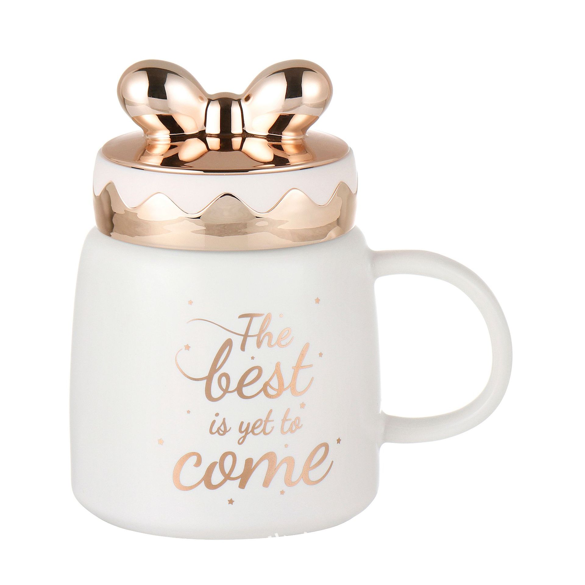 Cute girl cup, creative gold-plated butterfly lid ceramic milk breakfast cup, large-capacity water cup, ladies' gift cup Application Scenario