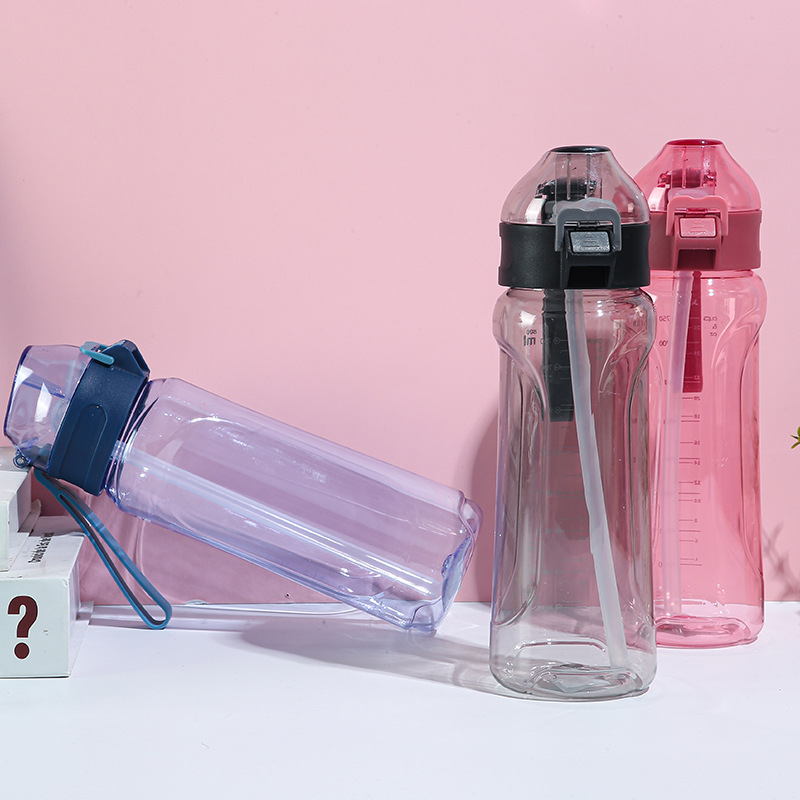 Korean creative pop-up lid cup, straw, silicone spout, sports water cup, large-capacity plastic cup, space cup, sports water bottle Specification image