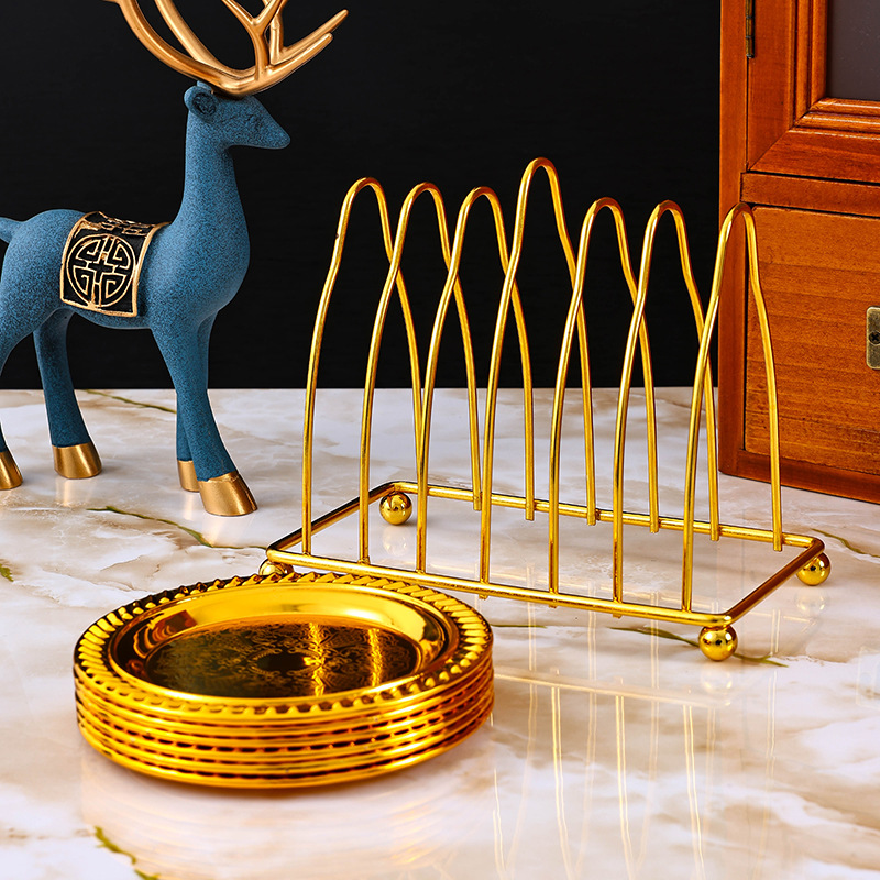 Iron Gold Cup Holder 6-Piece Home Kitchen Dish Holder Set Fruit Snack Snack Dish Candy Fruit Plate Specification drawing