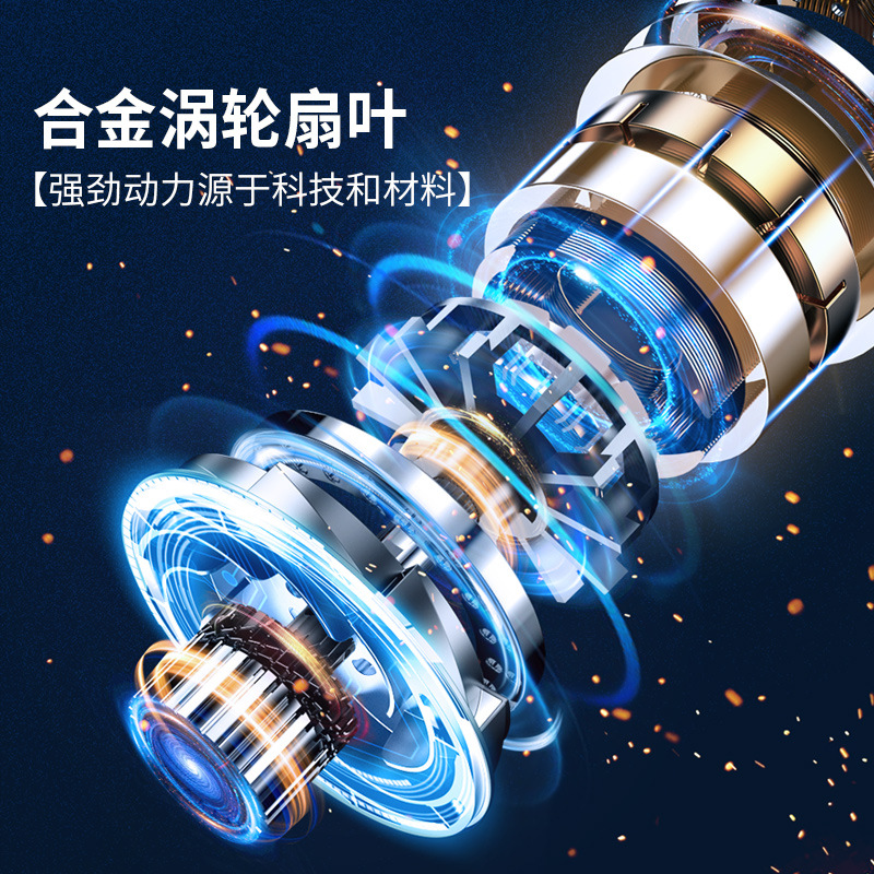 Wholesale of wireless handheld car vacuum cleaners with three-in-one high-power portable dry and wet dual-purpose brushless bristles details Picture