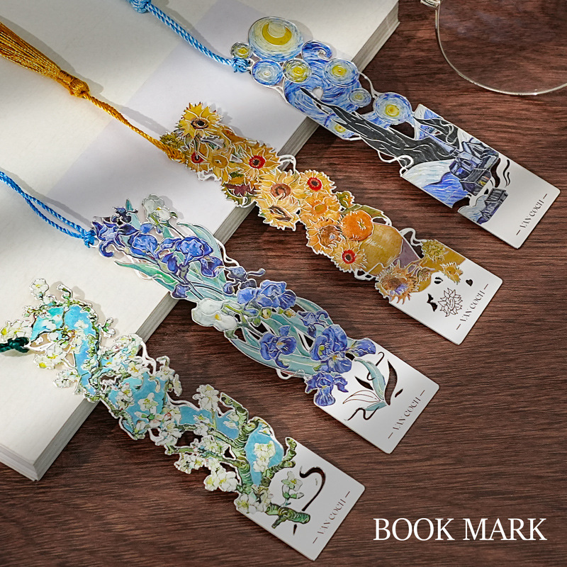 Encounter Van Gogh series oil painting hollowed-out metal bookmarks, retro, high-end and exquisite bookmark souvenirs, student gifts