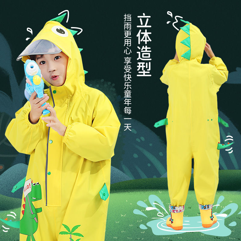 Children's one-piece raincoat, boys' and girls', kindergarten baby rainproof raincoat, student rain gear, raincoat, rain pants set details Picture