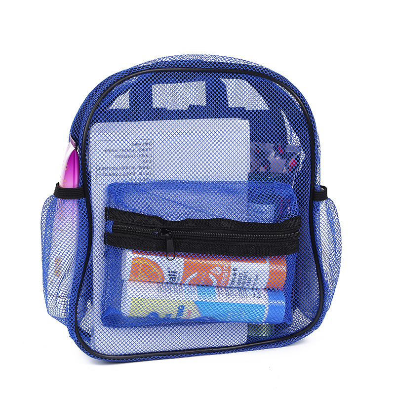 Tela de malla de alto peso mochila de hombro transparente fácil bolsa de playa bolsa de escuela para niños temu generación de cabello certificación CPC details Picture