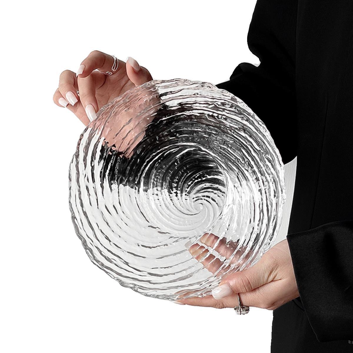 Yu Li Senior Sense Irregular Ice Grain Glass Bowl Fruit Tray Home Living Room Coffee Table Sugar Water Dessert Bowl Vegetable Sand Specification drawing