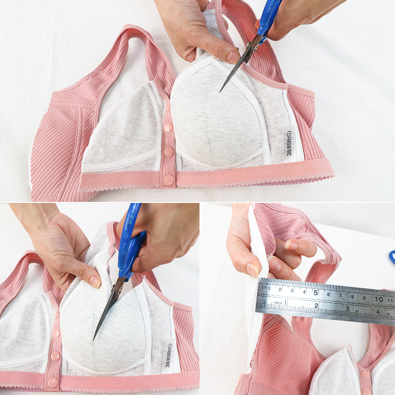Customized new threaded fabric pure cotton front-buttoned lingerie, creative women's vest style, large-sized bras without underwire for middle-aged and elderly people Application Scenario