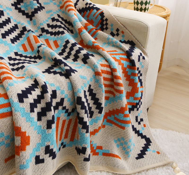 Boho Sandstorm Cover Blanket Hotel Bed End Blanket Towel Office Air Conditioning Knitted Nap Sofa Blanket Specification drawing