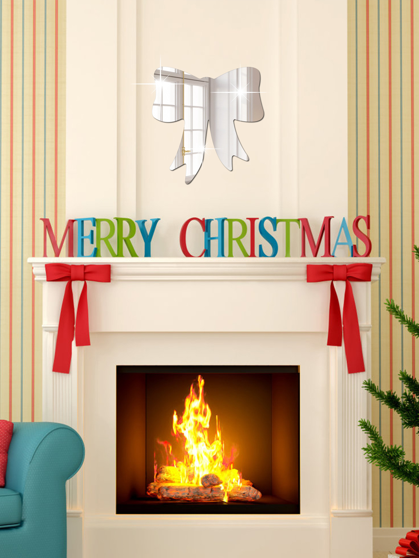 跨境镜面墙贴2MM 1片蝴蝶结款镜面墙贴