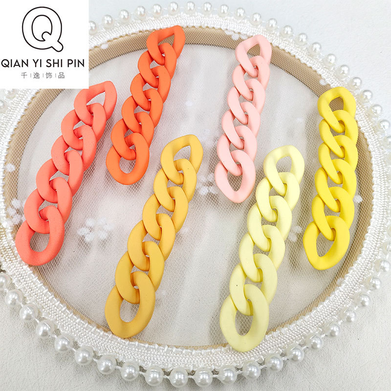 Acrylic Chain Handle Paint 17X23mm Colorful Macaron Chain Buckle Ring Diy Can Be Set Chain Accessories details Picture
