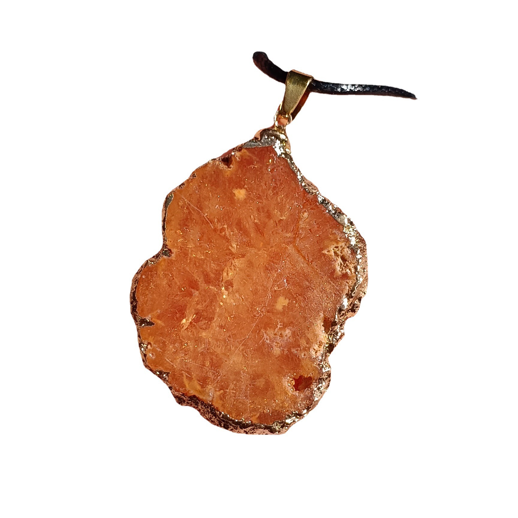 Wholesale of natural crystal stone seven-color electroplated crystal agate sheet raw stone pendants and irregularly shaped necklace pendants Item Picture