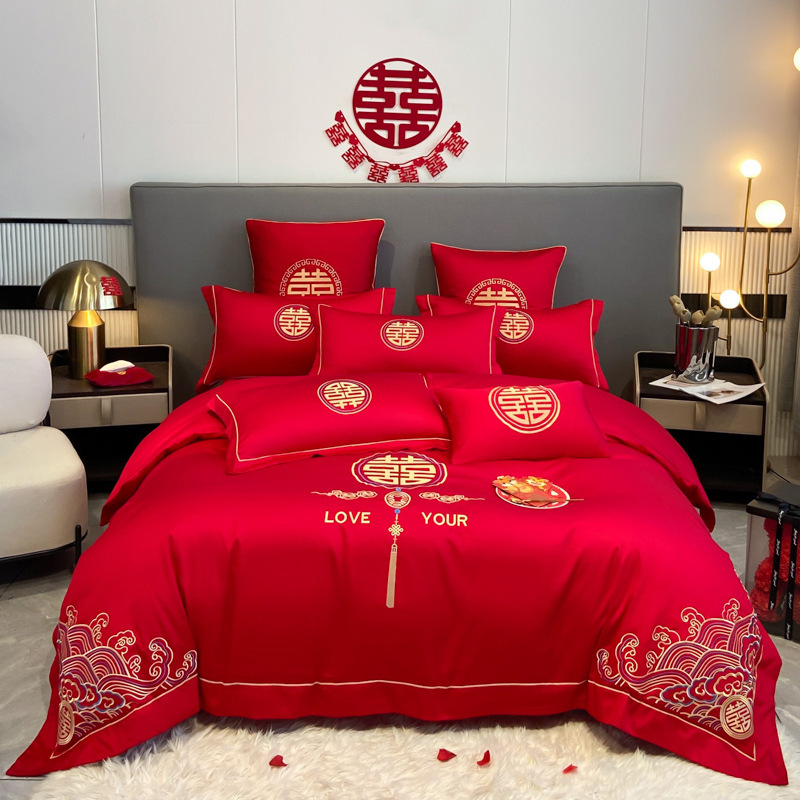 对联喜字贴/结婚用品/面料丝绸/床笠全棉/床上用品细节图