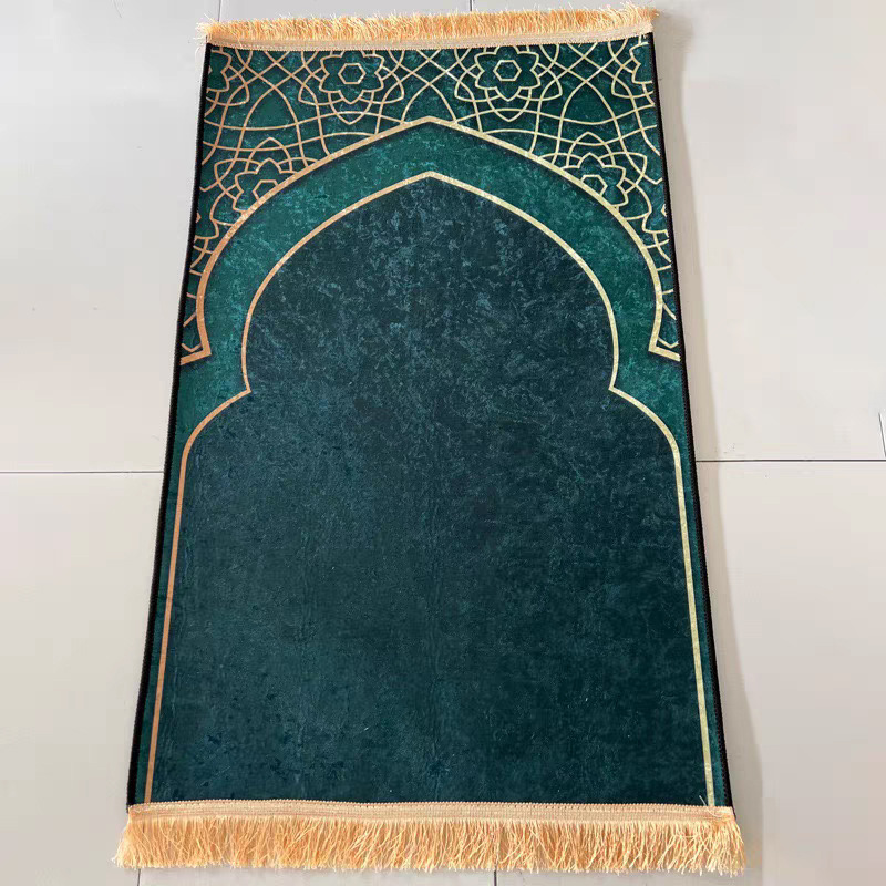跨境便携式拜毯朝拜垫加厚金钻绒印花礼拜毯prayer carpet地毯