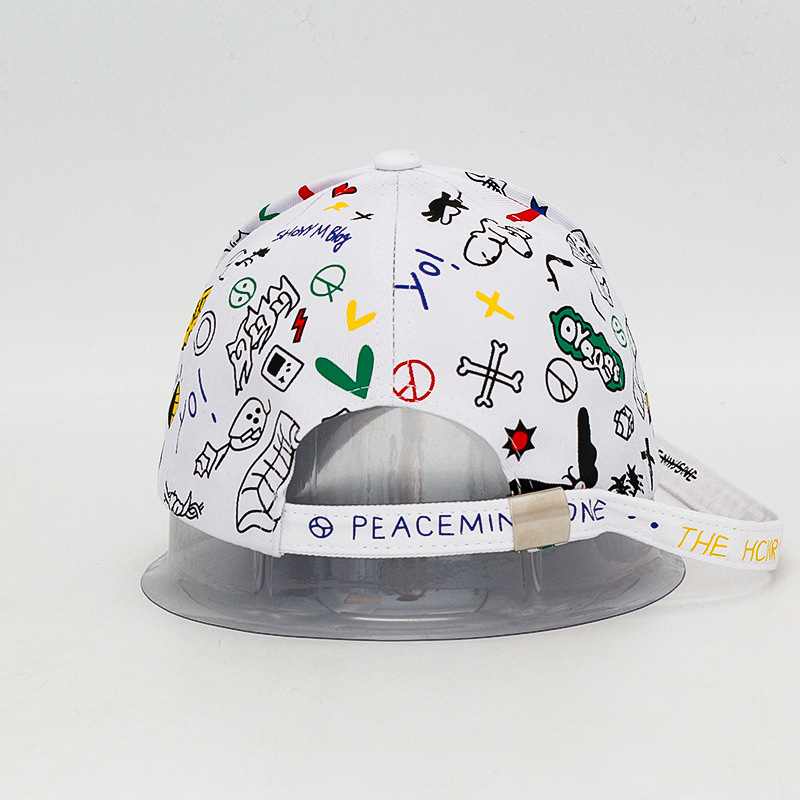 Korean style graffiti baseball caps, European and American street fashion hip-hop caps, outdoor pure cotton personalized baseball caps wholesale Specification image