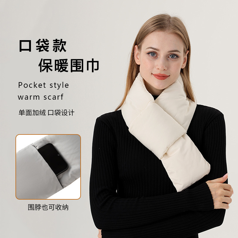 冬季保暖围巾女时尚韩系围脖配饰加厚护颈男跨境欧美百搭羽绒围巾