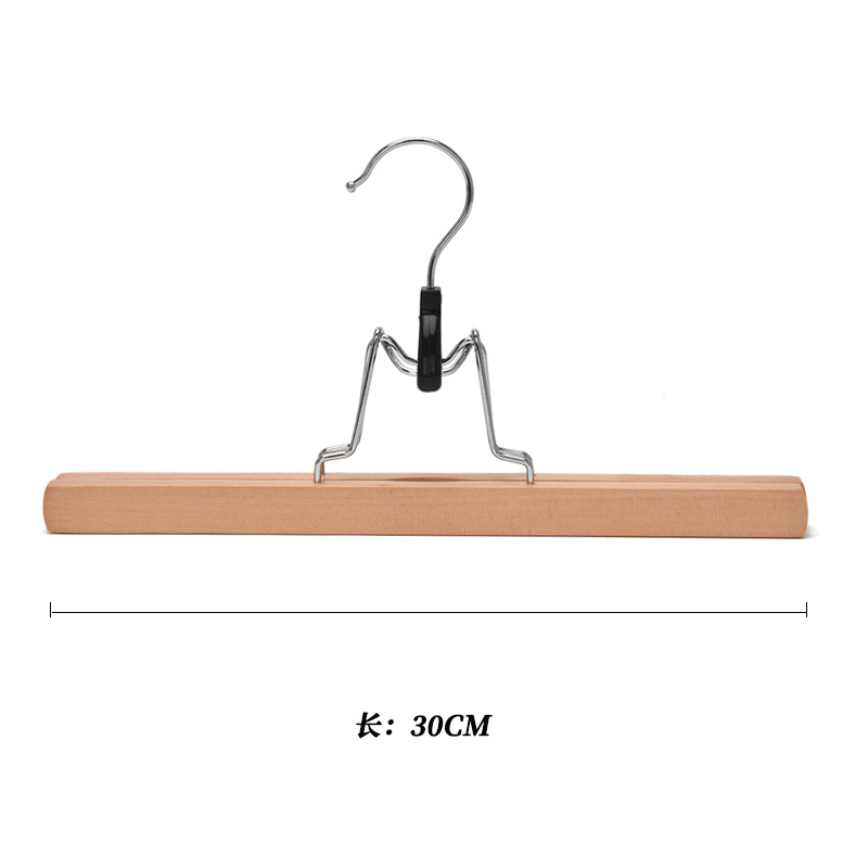 Wooden trouser frame skirt clip, home clothing store, solid wood seamless plywood, anti-slip trouser hanger clip, false hair clip manufacturer wholesale Application Scenario