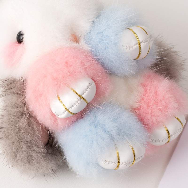 Mink Hair Rabbit Pendant Diamond Doll Dead Rabbit Car Key Chain Korean Version Color Fur Plush Pendant Application Scenario