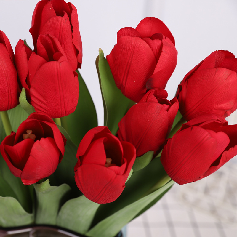 Finished Tulip Simulation Flower Wet Senior Wedding Decoration Fake Wedding Simulation Tulip Plastic Flower Specification drawing