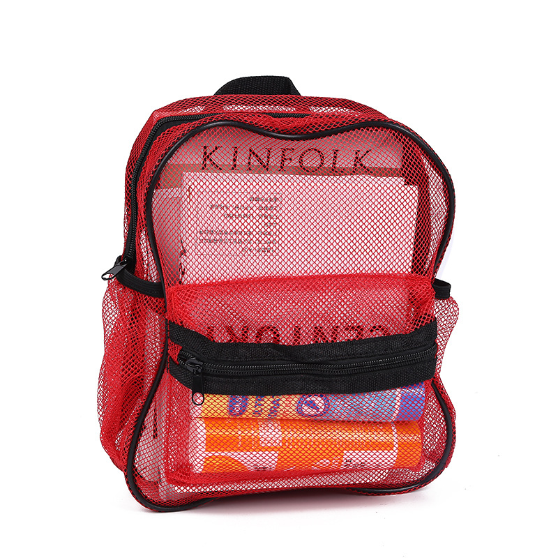 Tela de malla de alto peso mochila de hombro transparente fácil bolsa de playa bolsa de escuela para niños temu generación de cabello certificación CPC Specification image