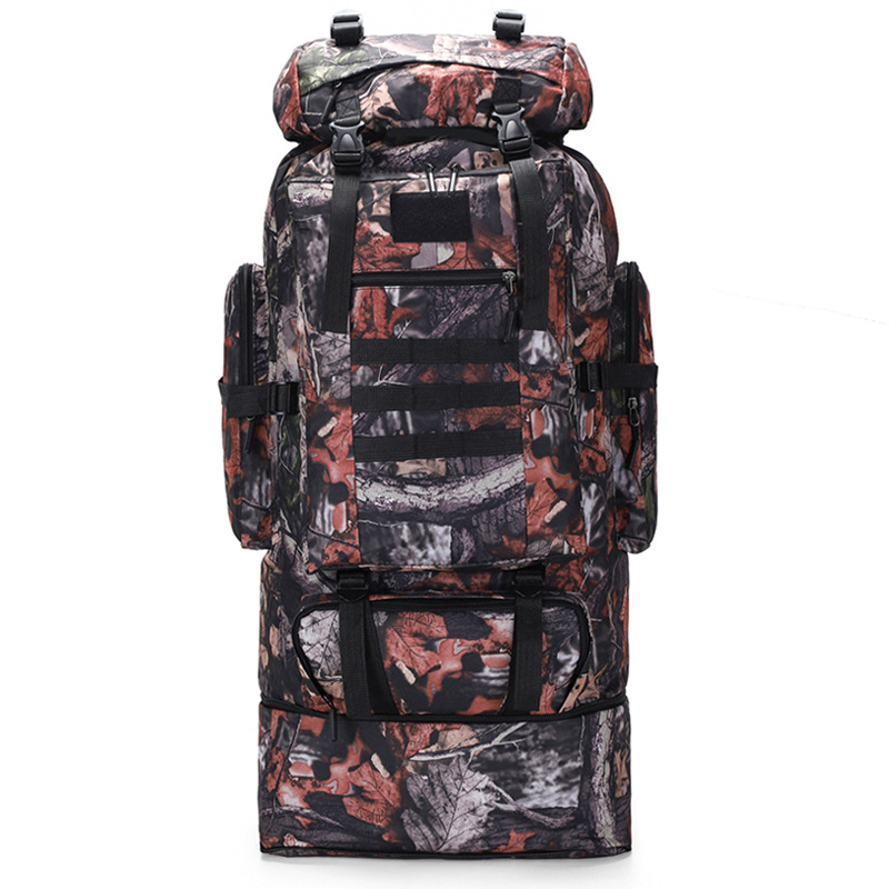 Cross-border 100L large-capacity, high-waterproof camouflage outdoor camping and hiking bag, men's and women's travel and sports backpack details Picture