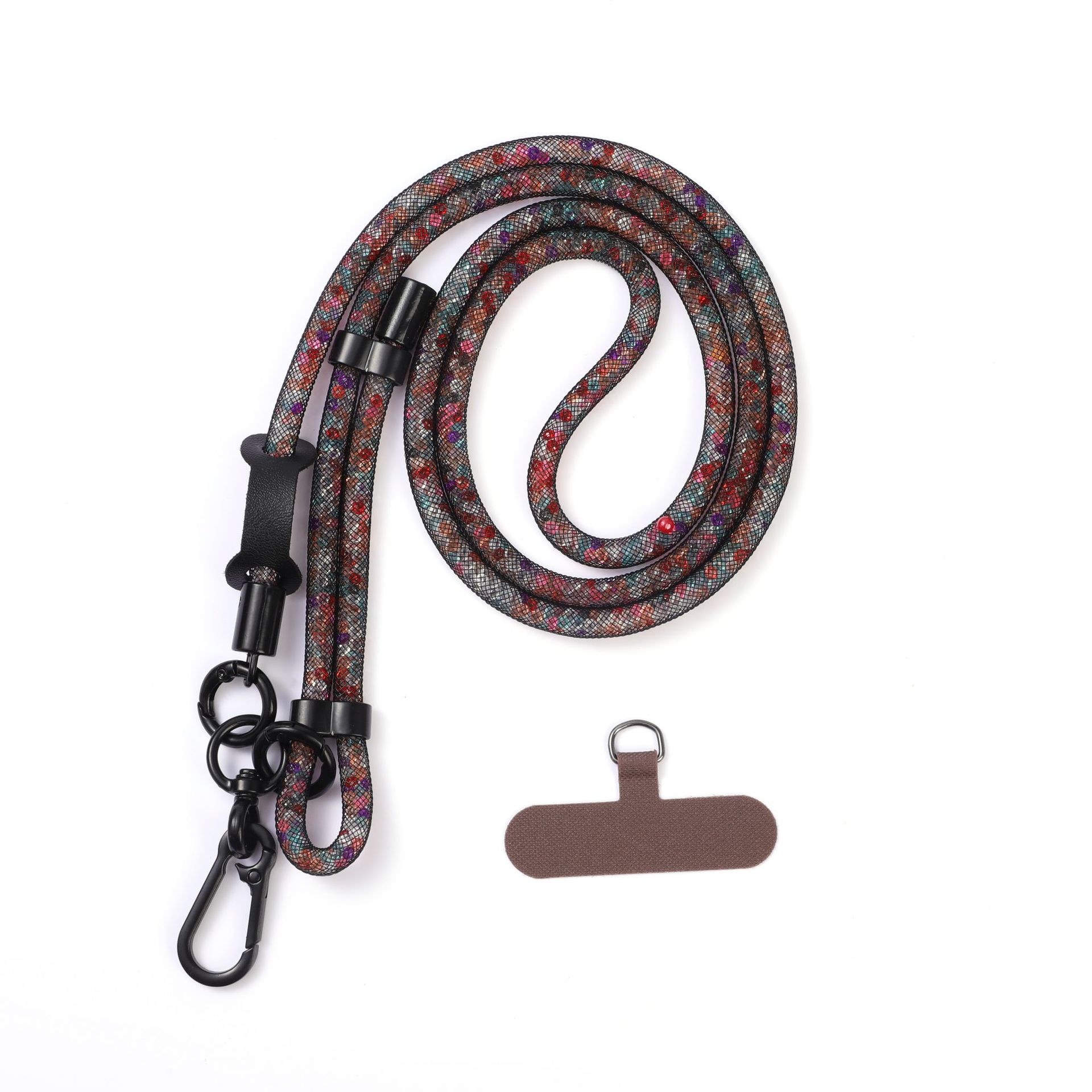 Amazon Selling Colorful Acrylic Diamond Multi-Functional Crossbody Can Be Back Hanging Neck Mobile Phone Rope With Double Buckle Universal Outdoor